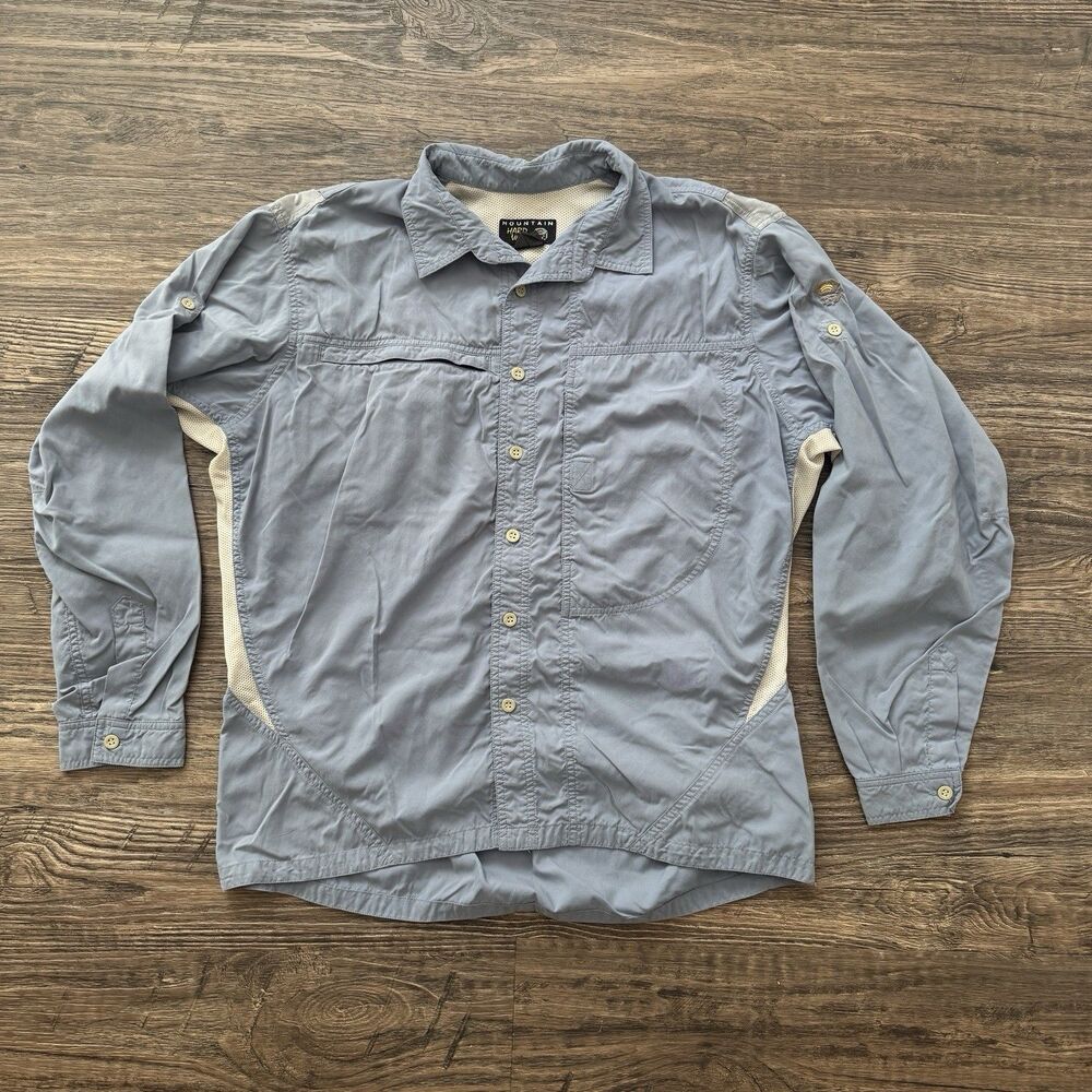 Mountain Hardwear Shirt Mens large Blue Vented Long Sleeve Button Up Outdoor